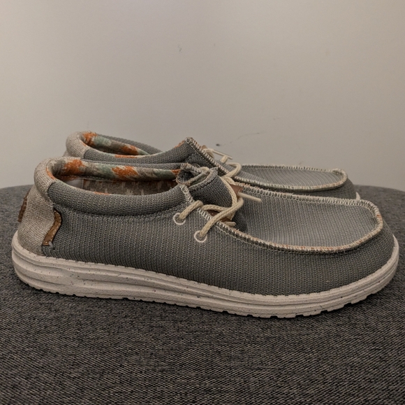 Hey Dude Wally Knit Cobblestone Men's Casual Gray White Shoes - Picture 9 of 16